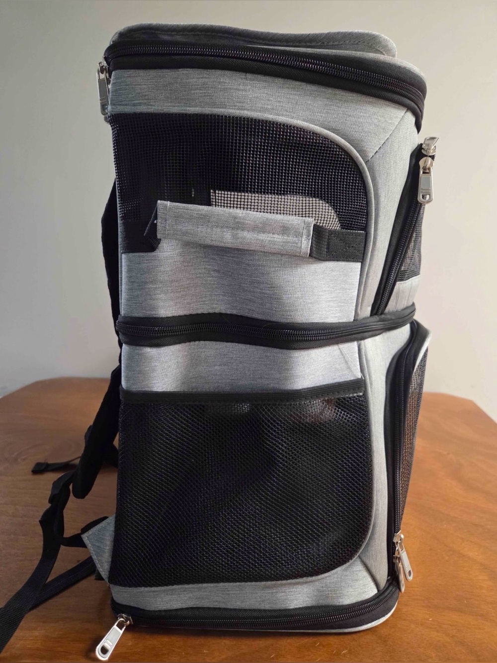 gray double pet carrier backpack for versatile travel